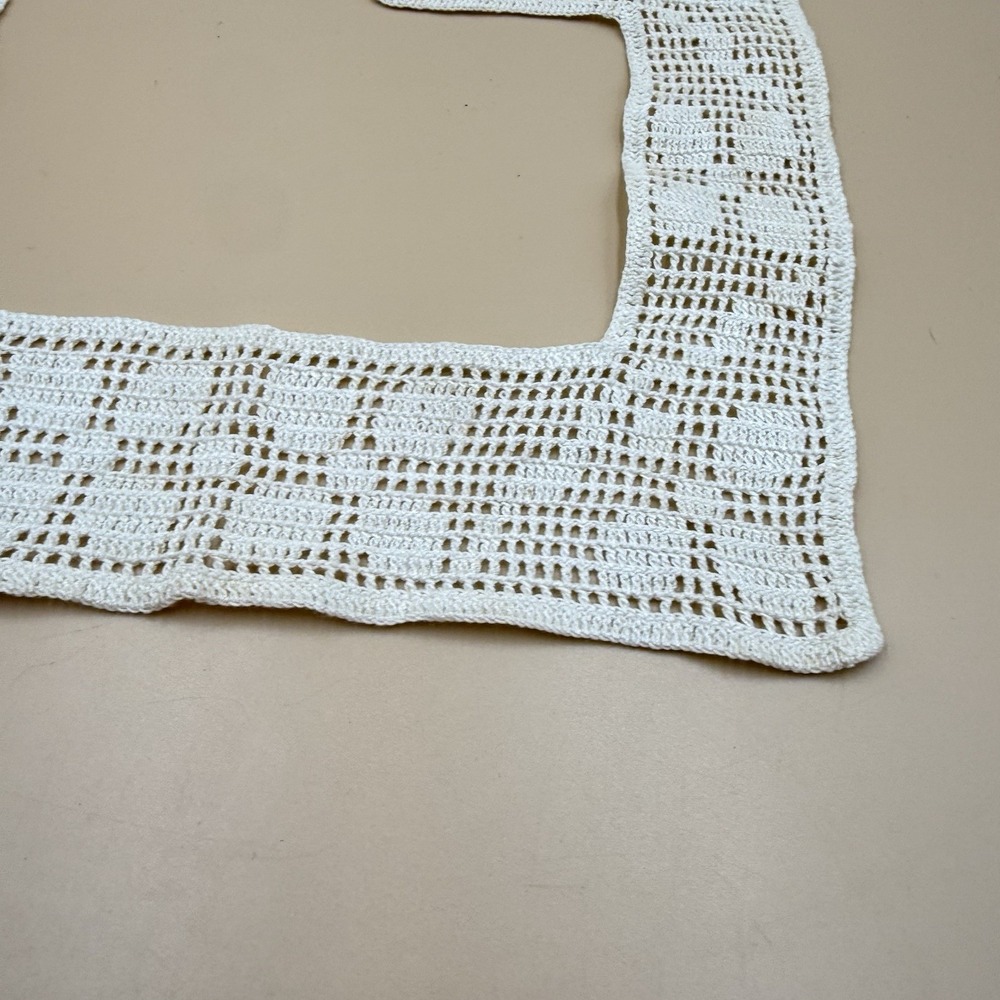 Vintage Handmade Filet‎ Crochet Detachable Collar White Lace Bib Peter Pan - Picture 2 of 8